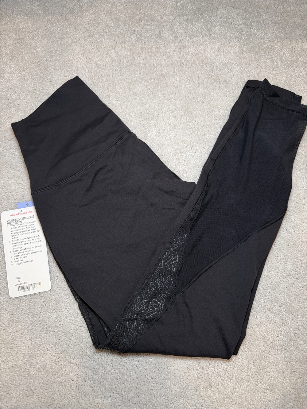 lululemon athletica Black High-Rise Leggings with Mesh Insets